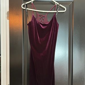 Maroon crushed velvet gown